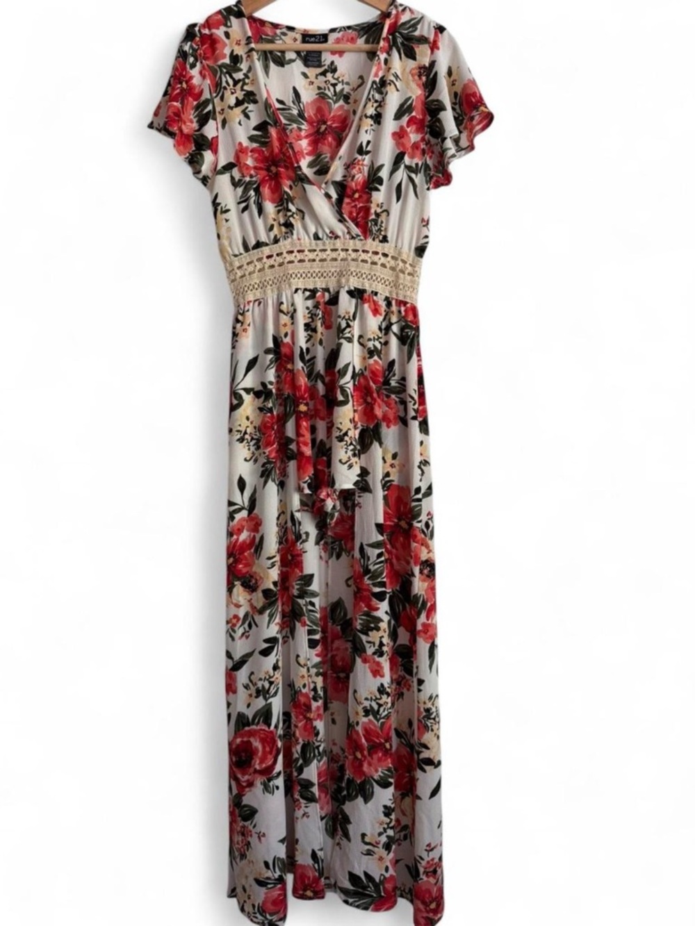 Floral Wrap Maxi Romper with Crochet Waistband